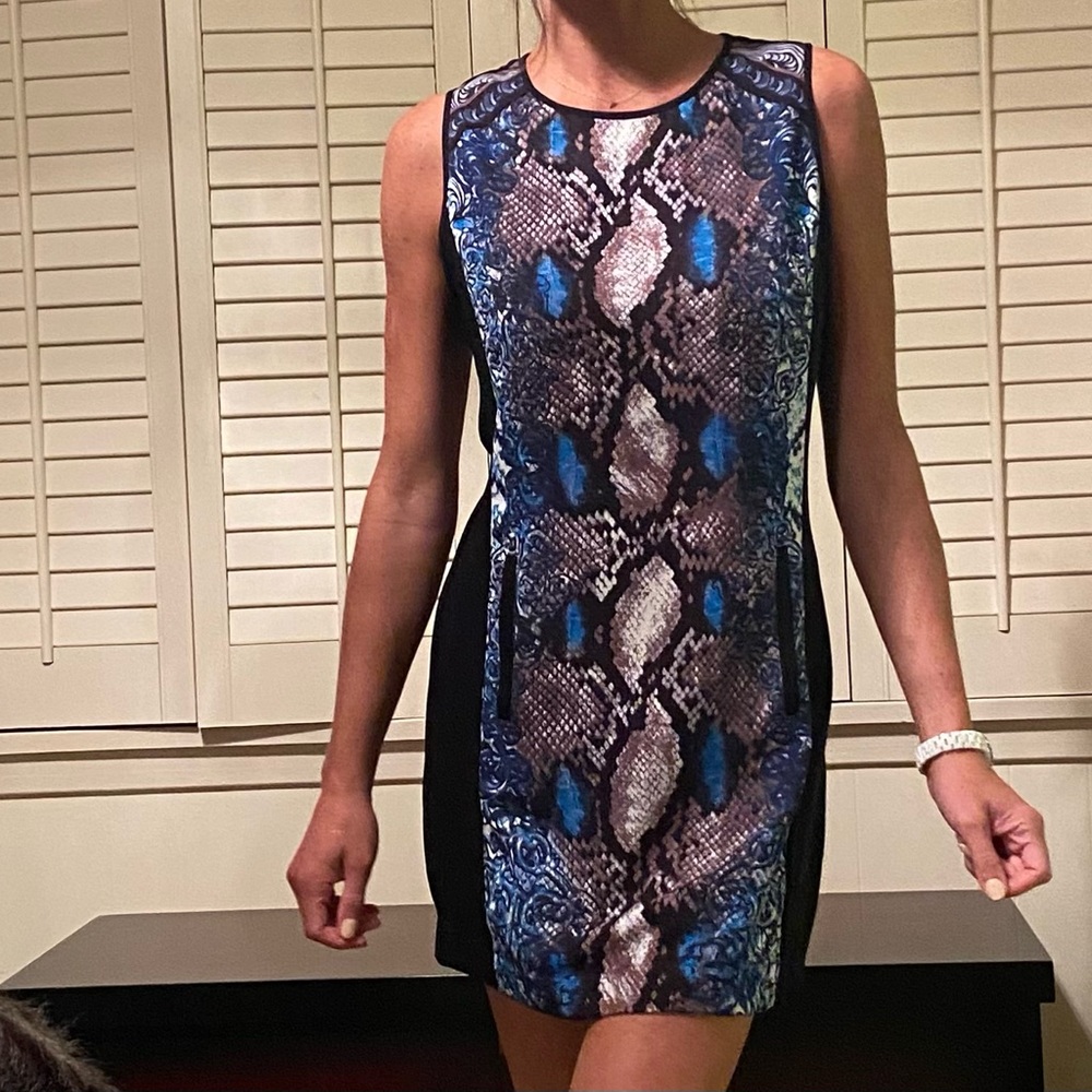 Hale Bob black and snakeskin print dress